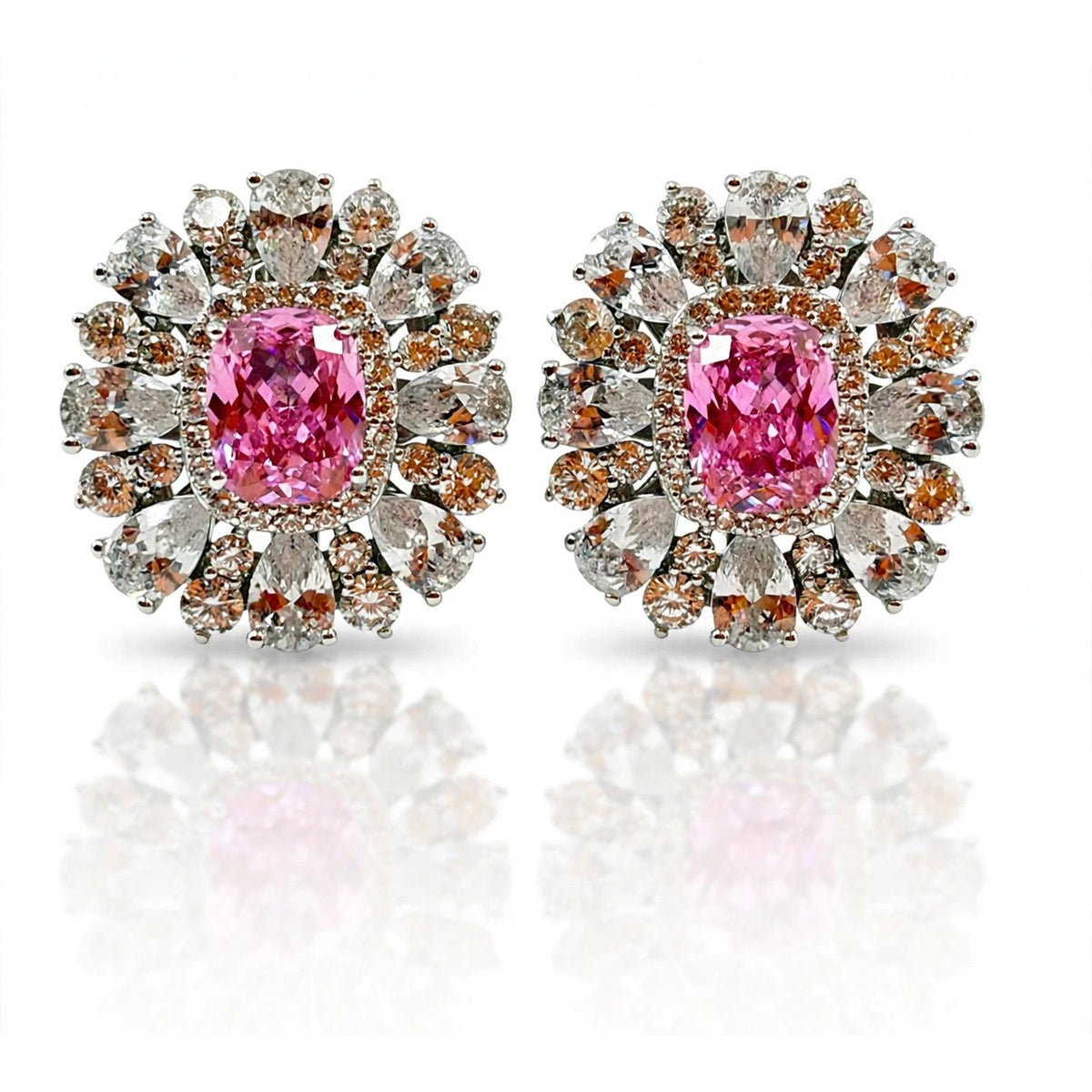 Aurora Cluster Stud Earrings — Pink