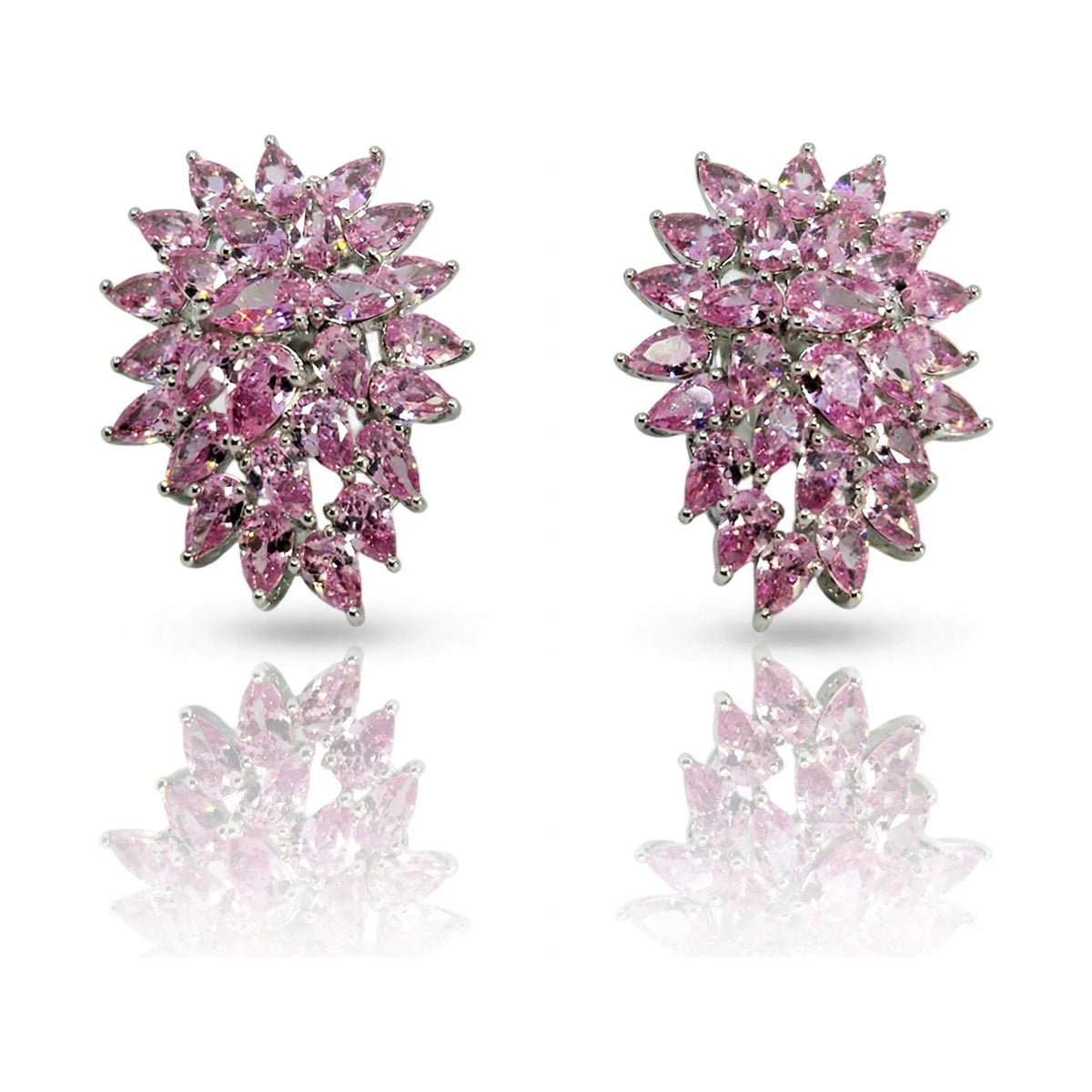 Pink Marquise Cluster Stud Earrings