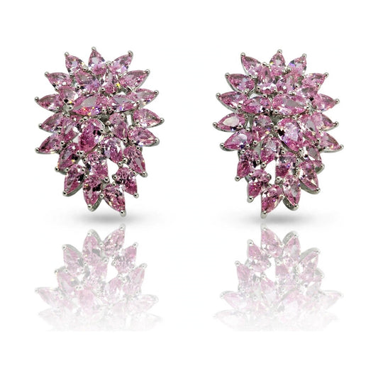 Pink Marquise Cluster Stud Earrings