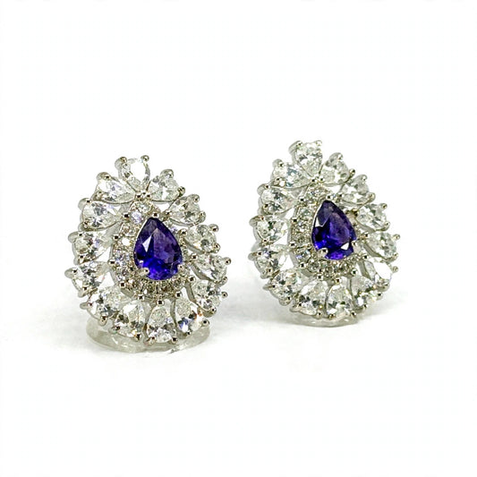 Teardrop Cluster Stud Earrings, angled view