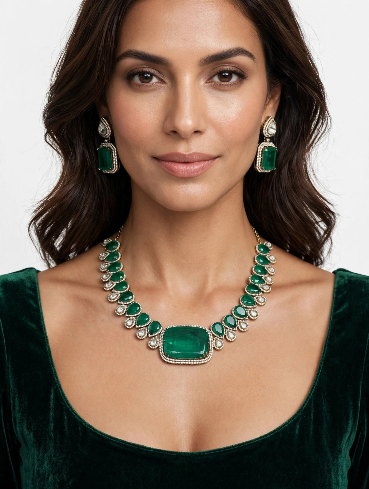 Emerald Cushion Set worn on model - green outfit