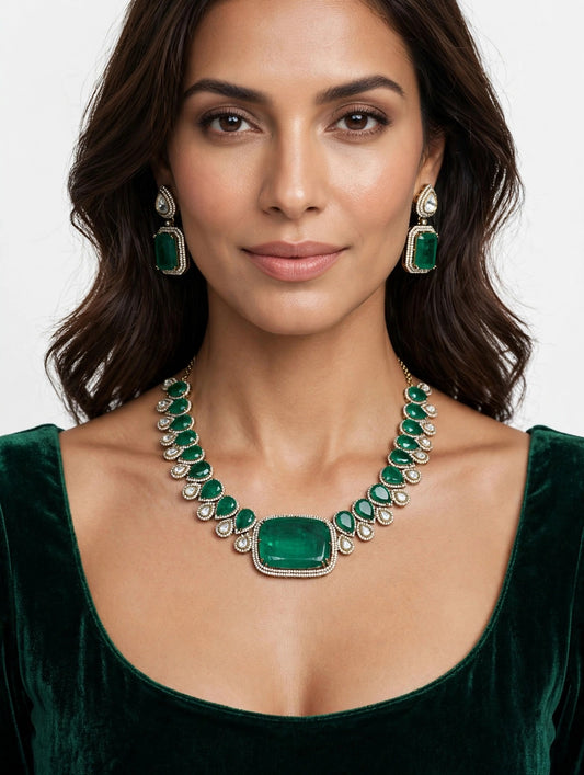 Emerald Cushion Set worn on model - green outfit
