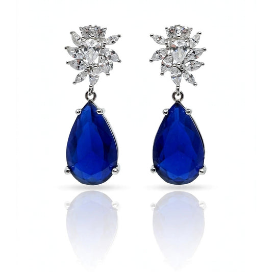 Sapphire Bloom Teardrop Earrings