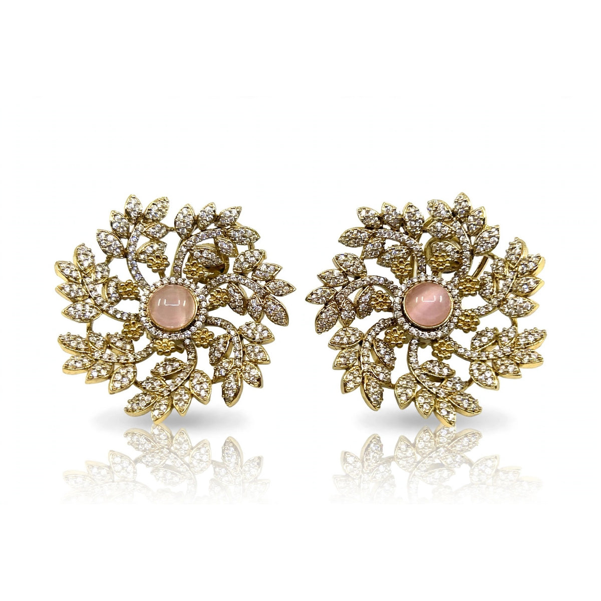 Floral Cluster Stud Earrings, Pink