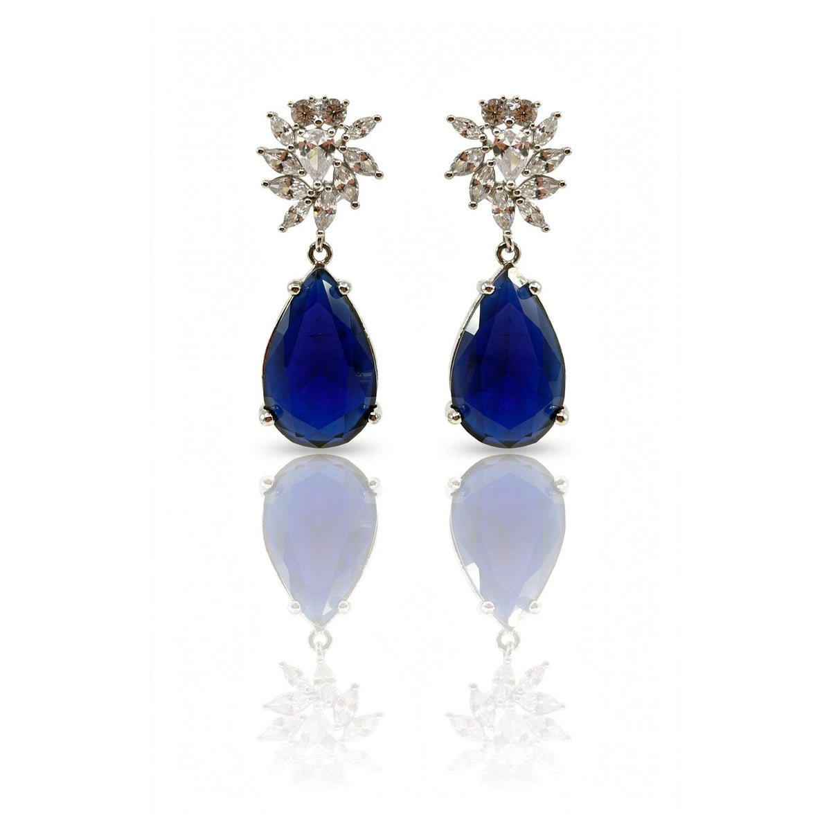 Sapphire Bloom Teardrop Earrings, alternate view