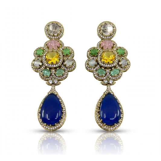 Blue Teardrop Floral Earrings