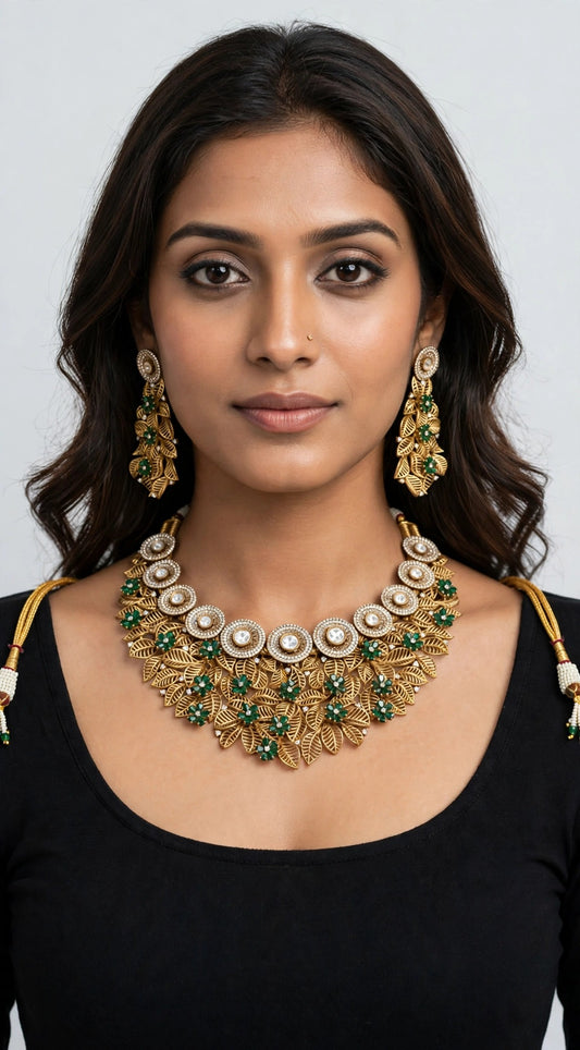 Gold Leaf Halo Set worn on model