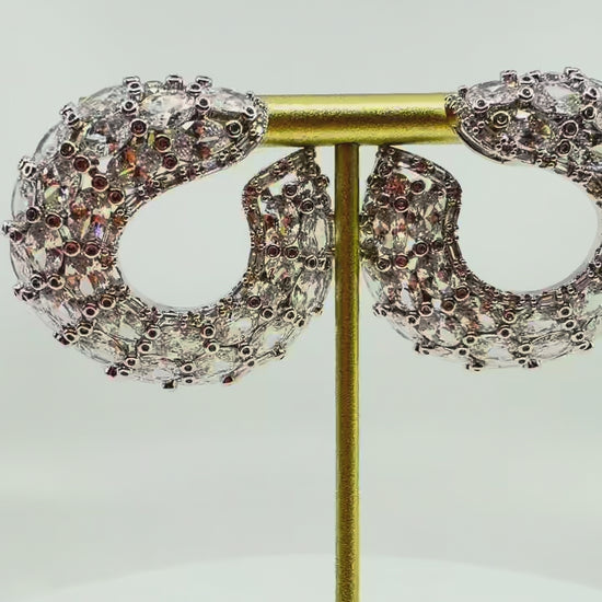 Celeste Pavé Crescent Hoop Earrings — video