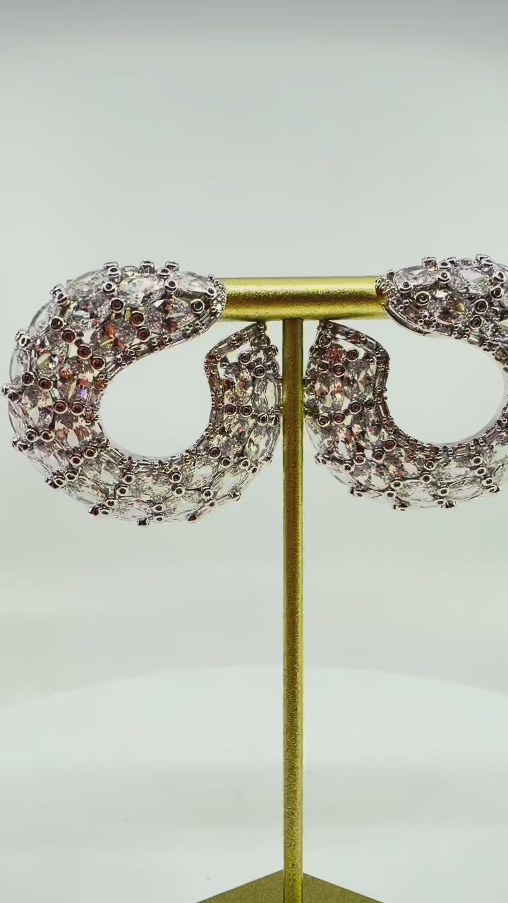 Celeste Pavé Crescent Hoop Earrings — video