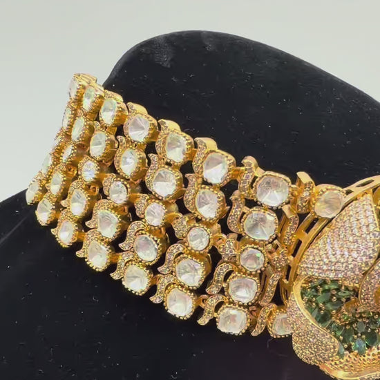 Emerald Bloom Polki Choker Set video
