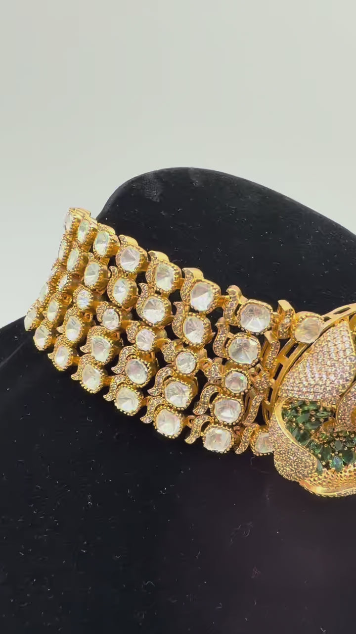 Emerald Bloom Polki Choker Set video