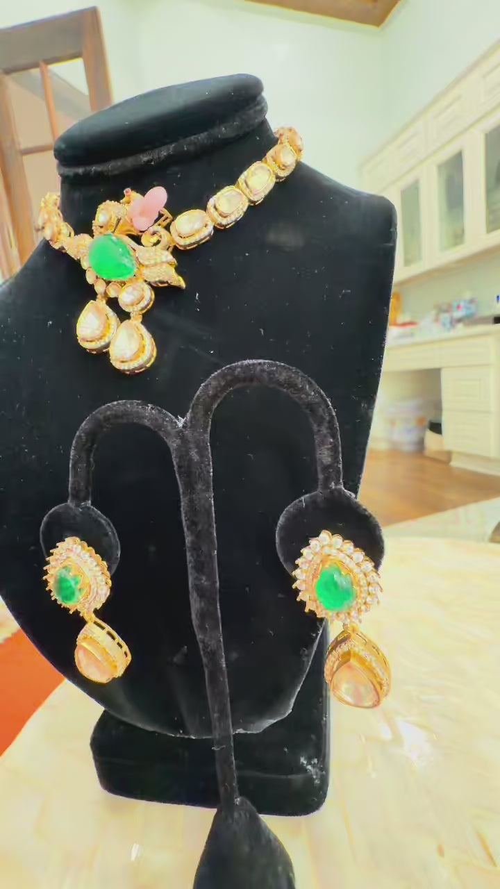 Peacock Emerald Polki Set - product video