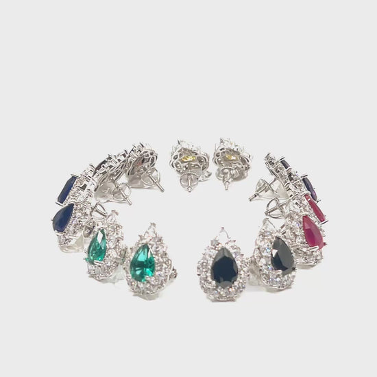 Teardrop Halo Swarovski Stud Earrings — 360 spin video