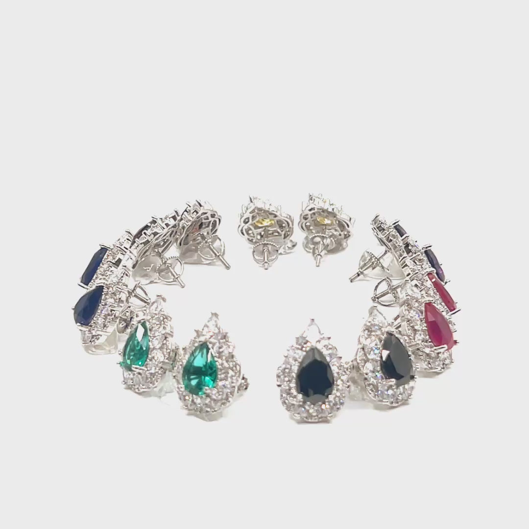 Teardrop Halo Swarovski Stud Earrings — 360 spin video