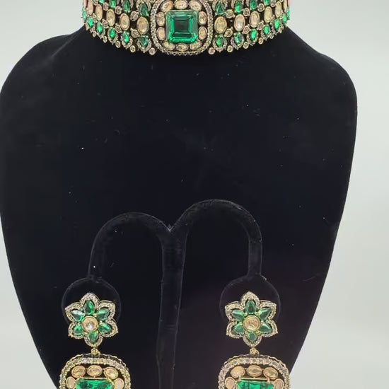 Emerald Royale Polki Choker Set video