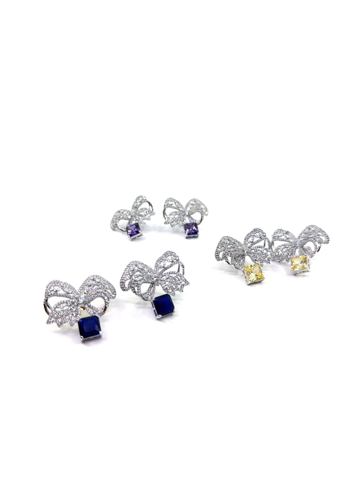 Pavé crystal bow drop earrings in all three colors