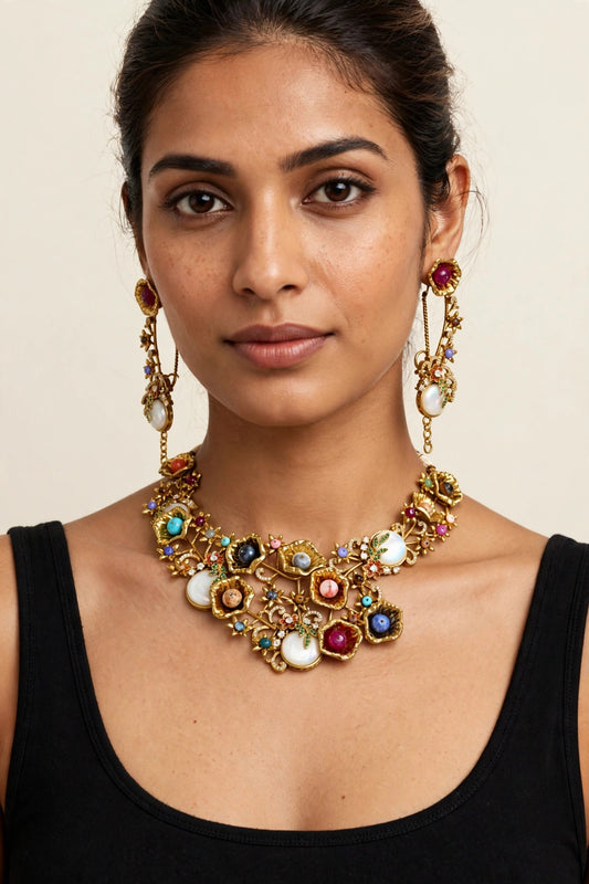 Rang Floral Set worn on model