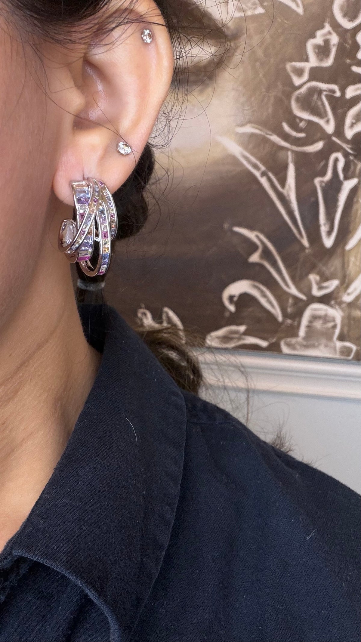 Prism Twist Hoop Earrings — on ear